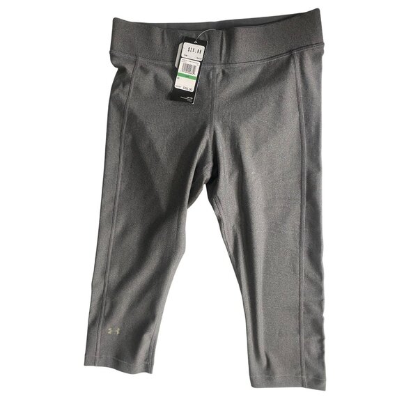 NWT $38 Under armor Heat Gear Capri Leggings Womens Size L Grey Workout Yoga Pan - Picture 1 of 5